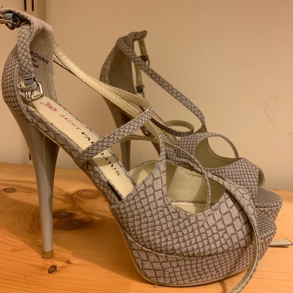 Strapped faux snakeskin pumps from JustFab